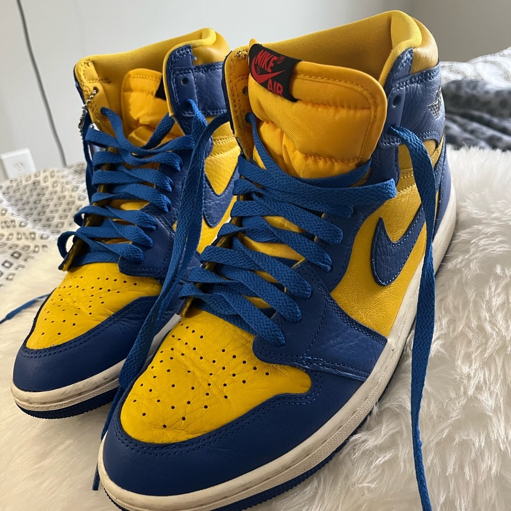 Nike Air Jordan 1s Retro High Blue and Yellow size women’s 9 men’s 7 uk 6.5 - Picture 2 of 4